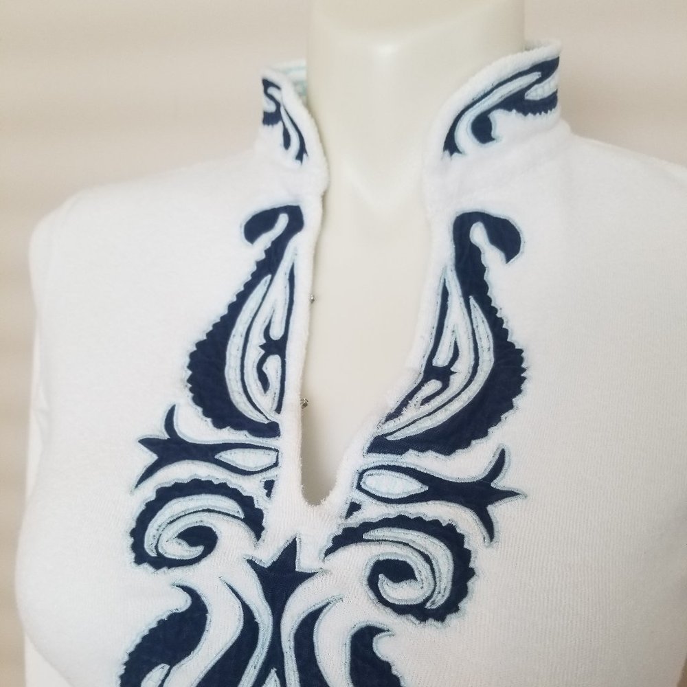TORY BURCH Terry Cloth Embroidered Top Size XS - Picture 3 of 11